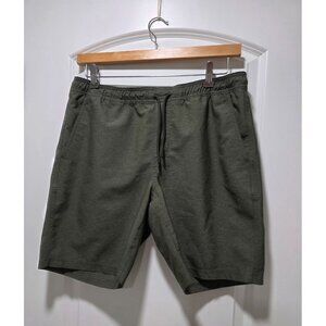 Olive Green Mens Drawstring Shorts Elastic Waistband Lightweight